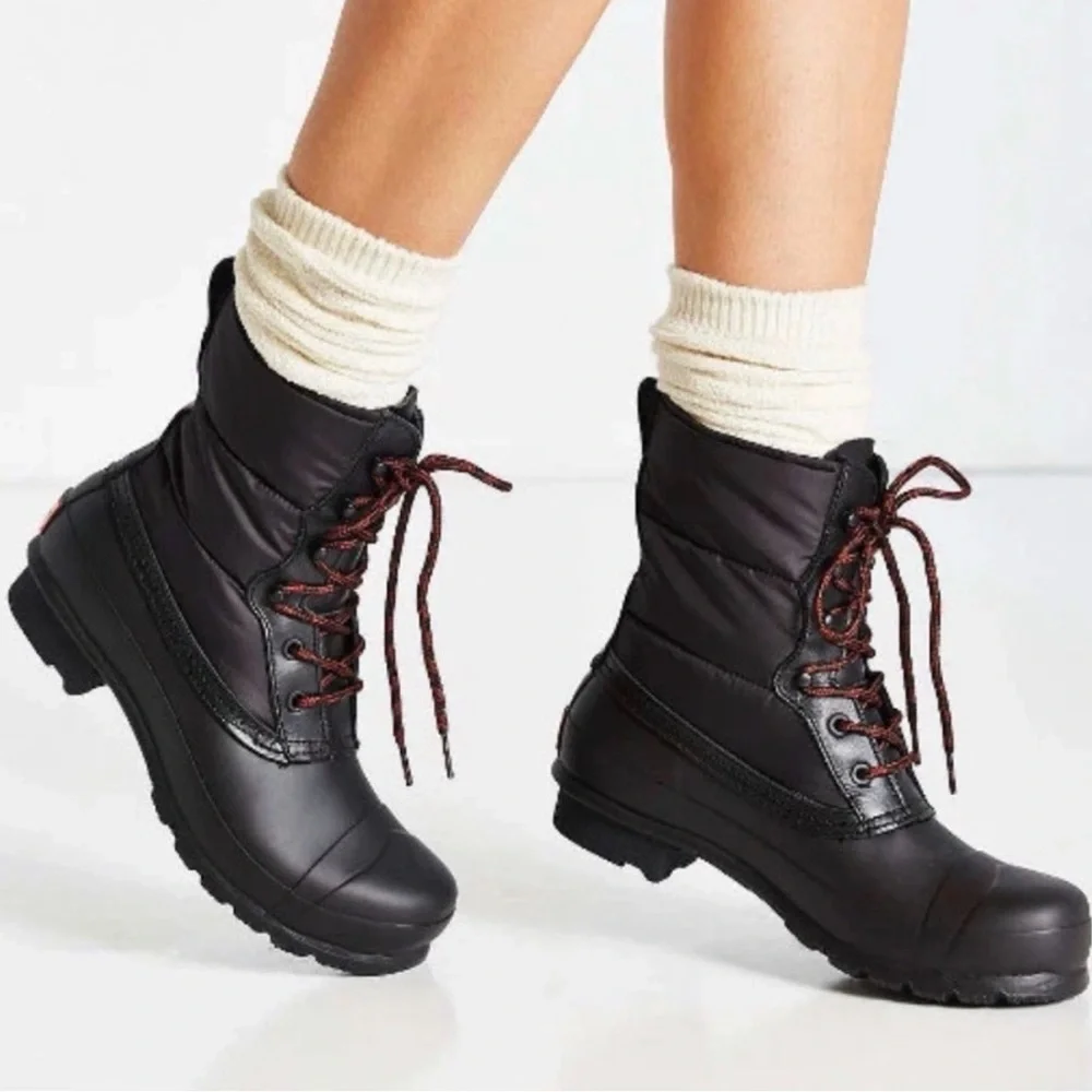 Hunter Original Insulated Lace-Up Snow Boots – Black – Never Worn Size 7 - Picture 2 of 9